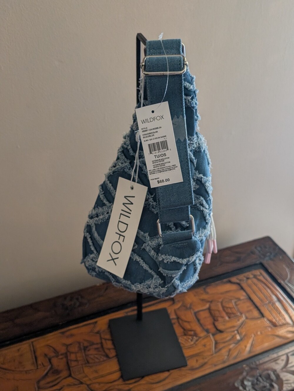Wildfox Distressed Blue Denim Sling Bag